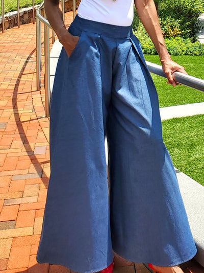 Chambray Extra Wide Leg Pants