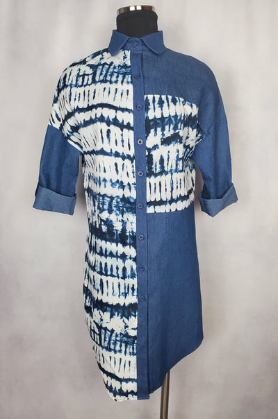 Indie Chambray Tie-Dye Shirt Dress