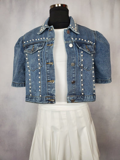 Bailee Pearl Detail Denim Jacket