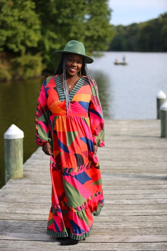 lantern sleeve maxi dress Sample Sequin V-Neck Lantern Sleeve Maxi Dress