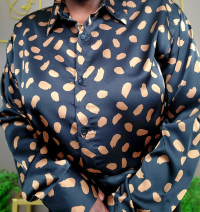 Brush Stroke of Gold Button Up Blouse